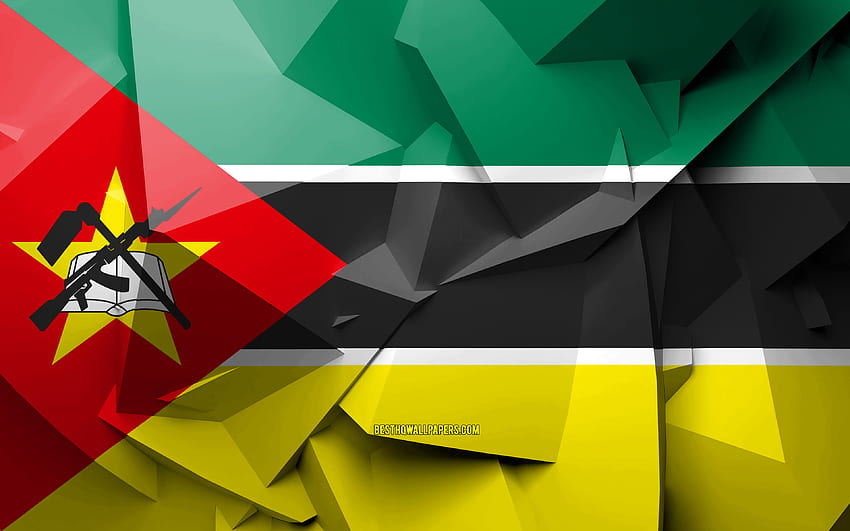 Flag of Mozambique, geometric art, African countries, Mozambican flag, creative, Mozambique, Africa, Mozambique 3D flag, national symbols for with resolution . High Quality , Mozambique Flag HD wallpaper