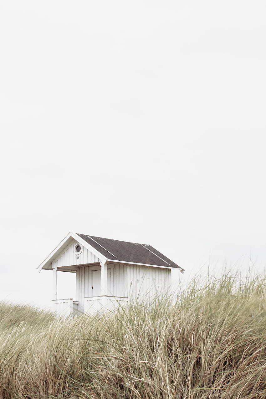 Trawa, minimalizm, mały dom, domek, sam, samotny, harmonia Tapeta na telefon HD