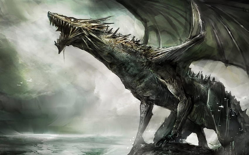 Scary Dragon Spines HD wallpaper