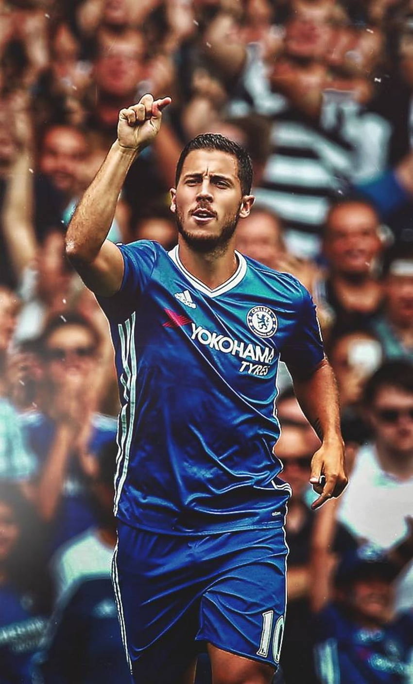 Men's blue long-sleeved jersey shirt, Eden Hazard, Chelsea FC, selective  coloring, men HD wallpaper