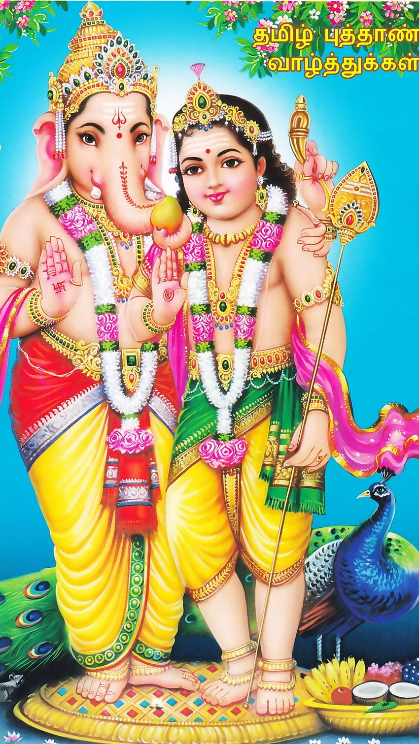 Murugan Vinayagar, blauer Hintergrund HD-Handy-Hintergrundbild