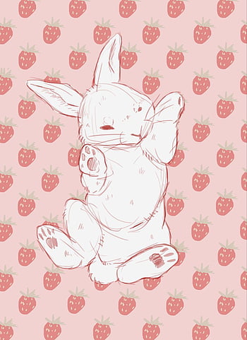 bunny #kawaii #bow #anime #cute #strawberry #sweets - Cute Line Sticker, HD  Png Download , Transparent Png Image - PNGitem
