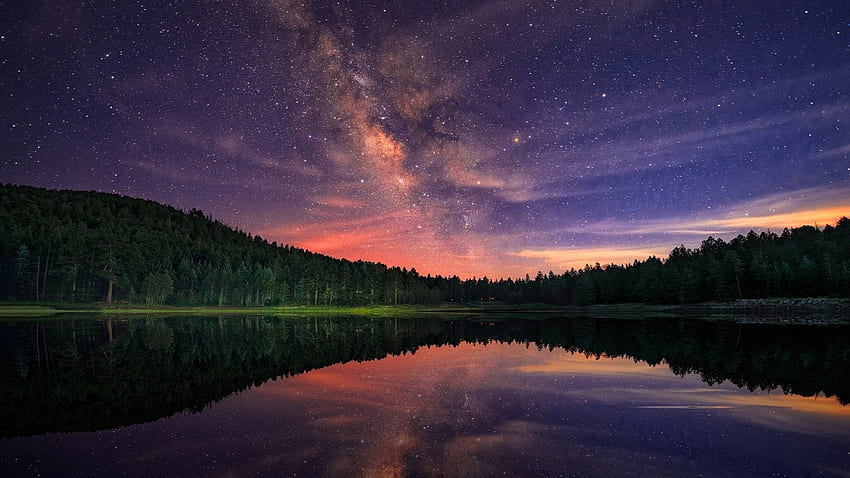 Milky Way Stars Night And Forest Lake HD wallpaper | Pxfuel