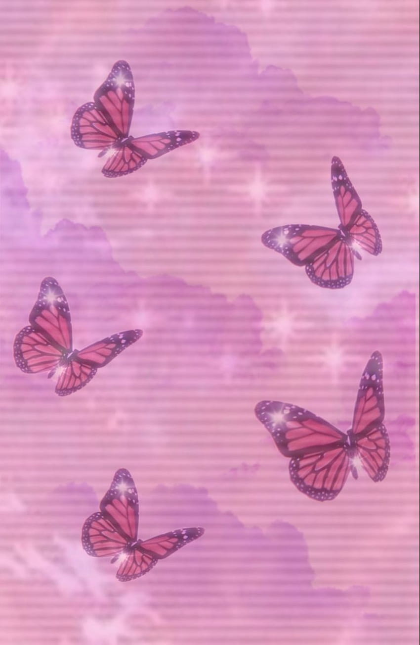 Aesthetic, Louis Vuitton, pink, butterfly, wallpaper,Y2K