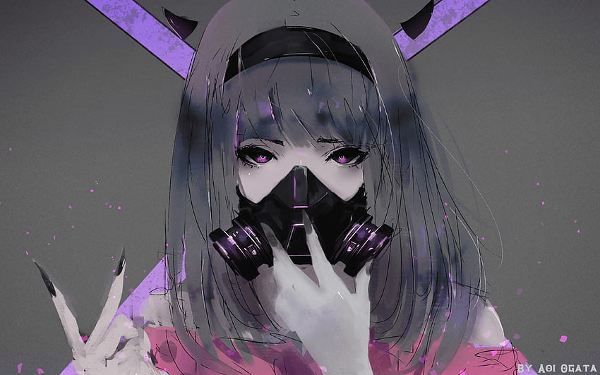 Girl Using Respirator Mask Anime HD wallpaper