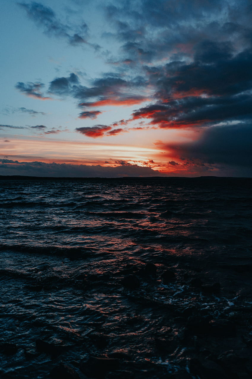 Nature, Sunset, Sea, Clouds, Waves, Horizon, Surf HD phone wallpaper