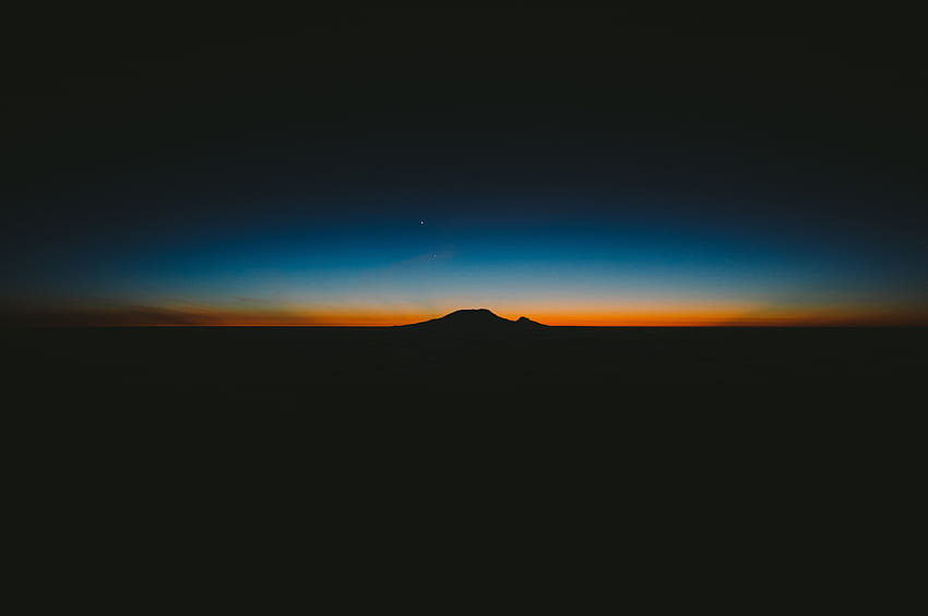 Sunset, Night, Horizon, Mountain, Dark HD wallpaper
