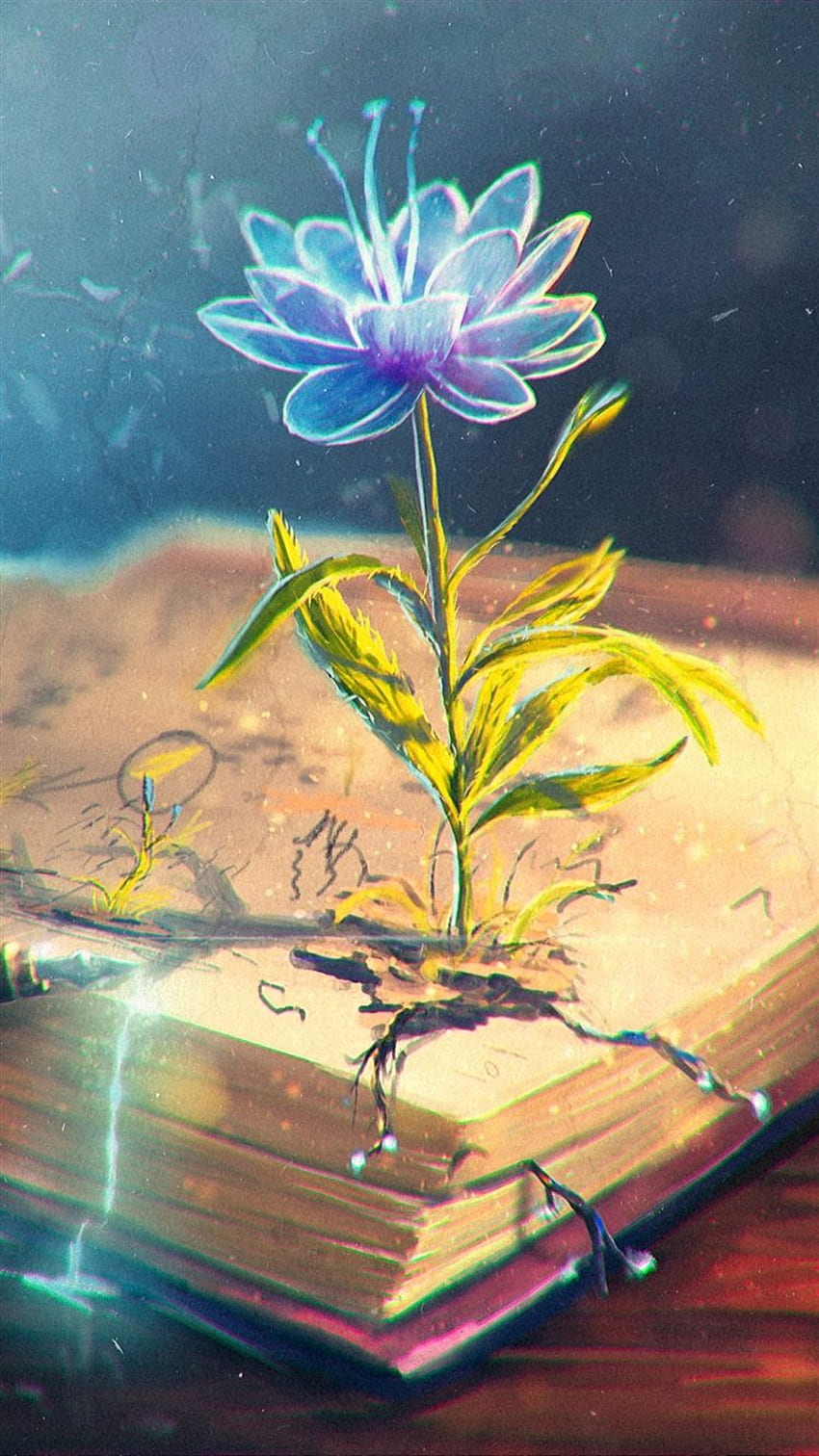Flower Abstract Book Pen Art iPhone 8 HD phone wallpaper