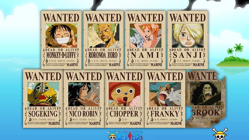 One Piece Straw Hat Pirates Wanted Poster Bounty History fondo de pantalla