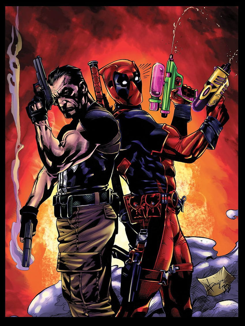 Punisher and Deadpool colors by *BDStevens. Marvel, Punisher vs Deadpool HD phone wallpaper