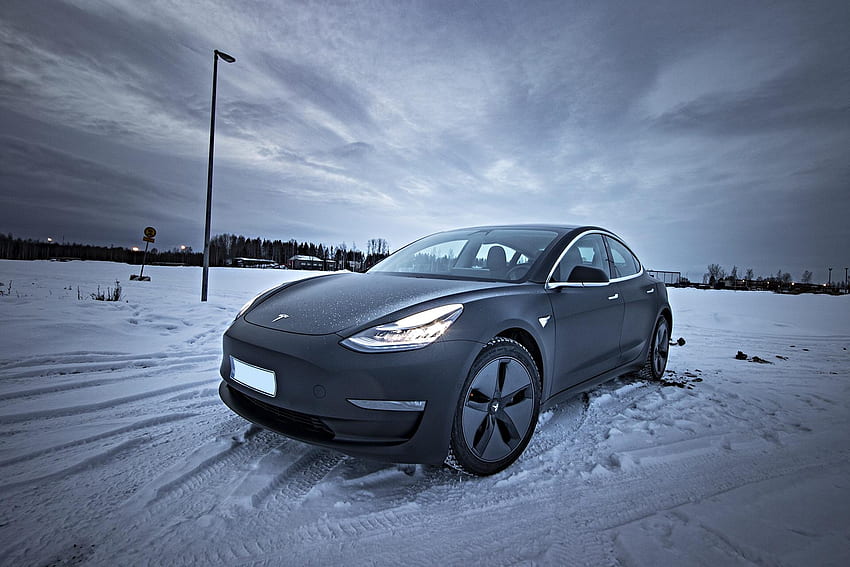 Matte black Tesla Model 3, stunning , wrap cost and info, Tesla Snow HD wallpaper