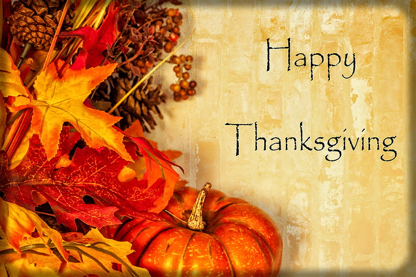 Happy Thanksgiving!, thanksgiving, fall, colors, beautiful, leaves, holiday, pretty, november, pumpkin, autumn, happy HD wallpaper