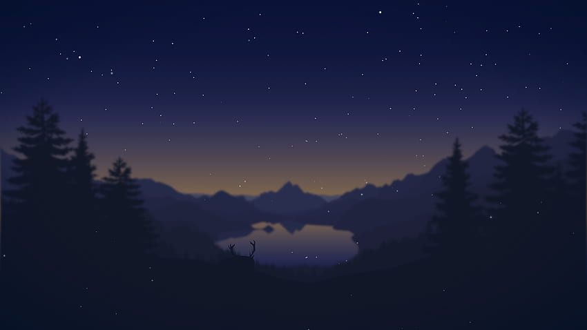 Noche minimalista del paisaje de la naturaleza, cielo nocturno minimalista fondo de pantalla