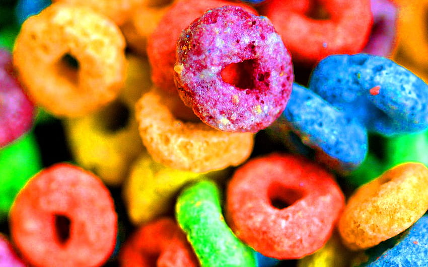 Colorful Cereal - Froot Loops -, Colorful Donut HD wallpaper