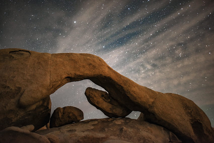 Rock arch, night, nature HD wallpaper
