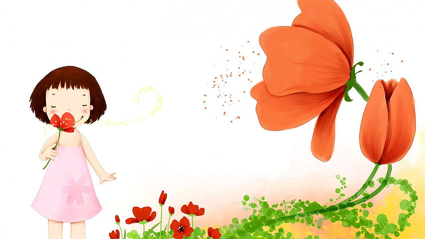 Cute Girl Cartoon Flowers Cute Cute Cartoon Pink Flowers Hd