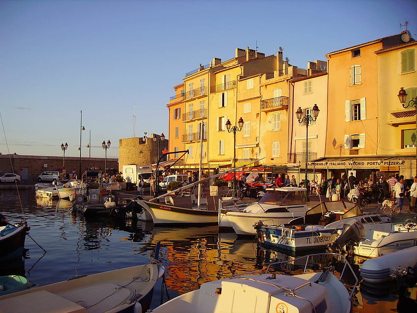 Sunset At The Port In The Resort Of Saint Tropez, France, St Tropez France HD wallpaper
