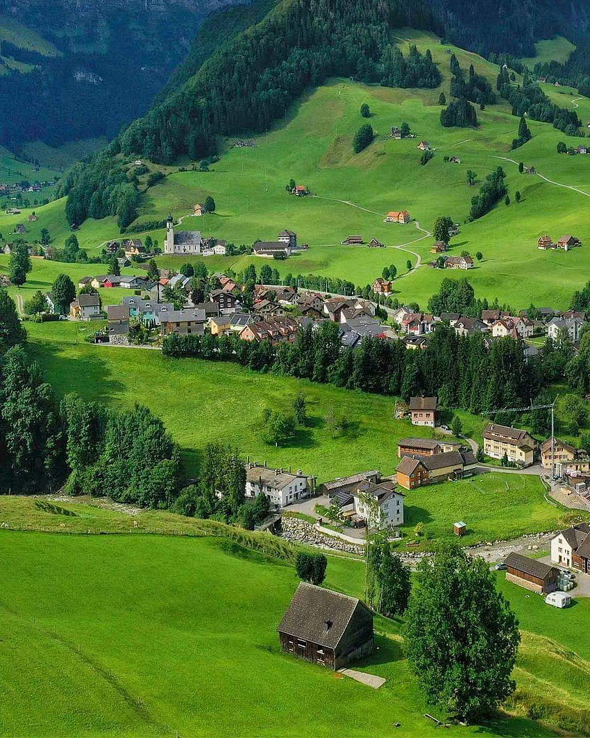 Swiss, gunung, hijau wallpaper ponsel HD