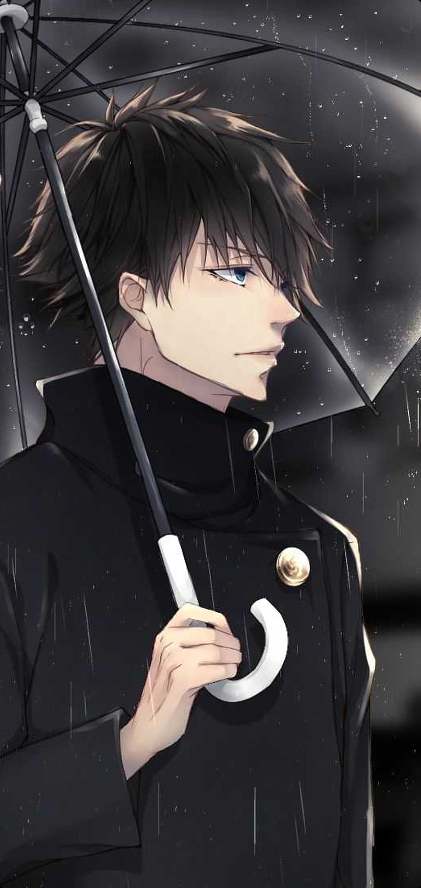 jujutsu kaisen, handsome, rain, art, game, Anime, umbrella, guy, boy HD phone wallpaper