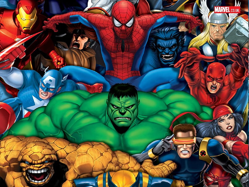 Iron Man Captain America Spider Man Hulk Thing Marvel Comics Cyclops Marvel Comics Elektra Marvel Co - Resolution: HD wallpaper