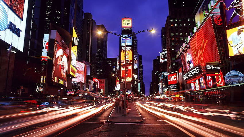 nova york, times square, cidade noturna, metrópole tablet, plano de fundo do laptop, New York Time Square papel de parede HD