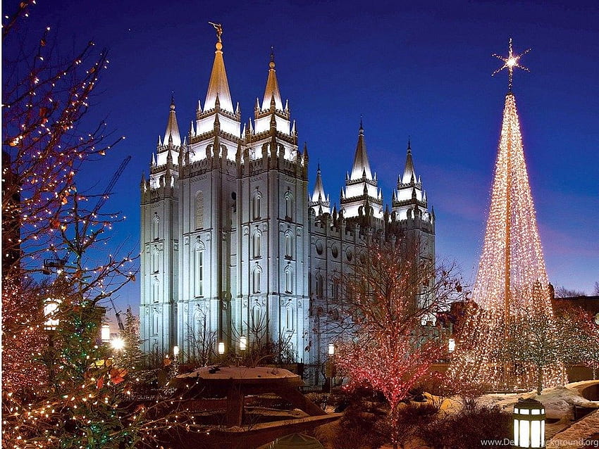 Praça do Templo, Praça do Templo. Plano de fundo, Natal de Salt Lake City papel de parede HD