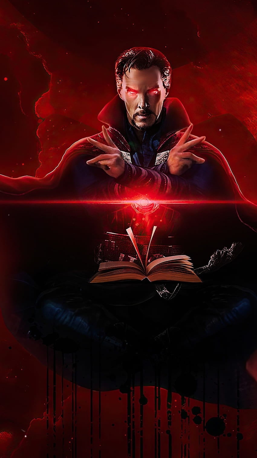 Doctor Strange en el multiverso de la locura, ojos rojos, rojo fondo de pantalla del teléfono