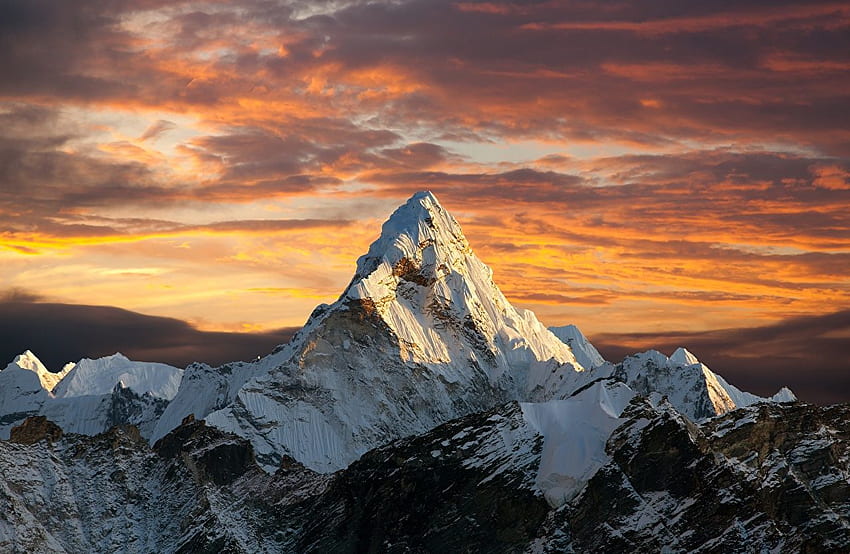 Everest, Nepal, Himalayas Nature mountain Snow Sunrises HD wallpaper