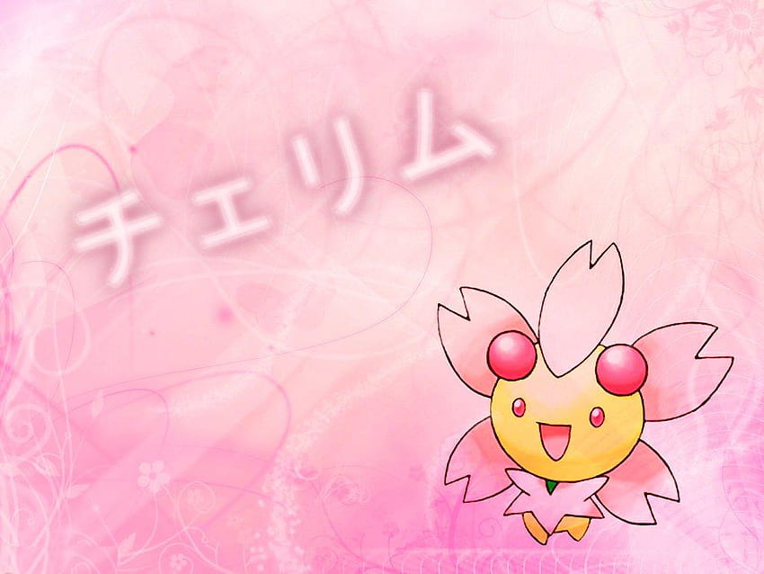 Pokemon, cherrim, grass, pink HD wallpaper