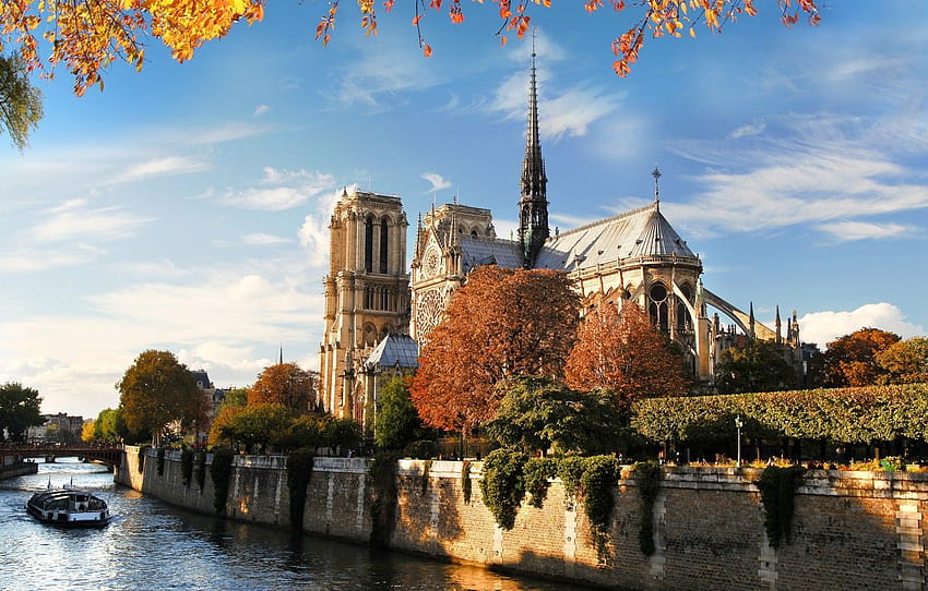 sonbahar, köprü, doğa, şehir, nehir, Fransa, Paris, Hay, Paris, mimari, Notre Dame Katedrali, Fransa, Notre Dame de Paris, Notre Dame de Paris için , bölüm город, Sonbaharda Paris HD duvar kağıdı