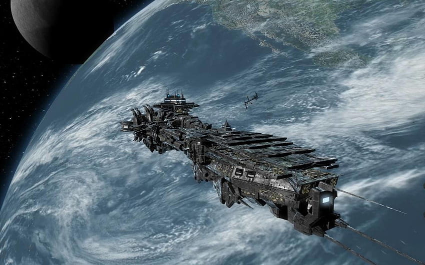 Vaisseau spatial de science-fiction, future station spatiale Fond d'écran HD