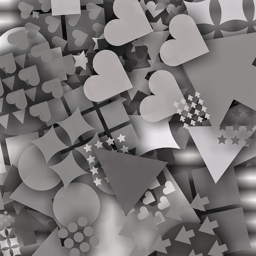 of , grey, mixed, shapes, hearts HD phone wallpaper
