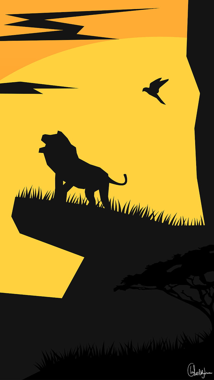 Pride Rock Lion King Silhouette HD phone wallpaper