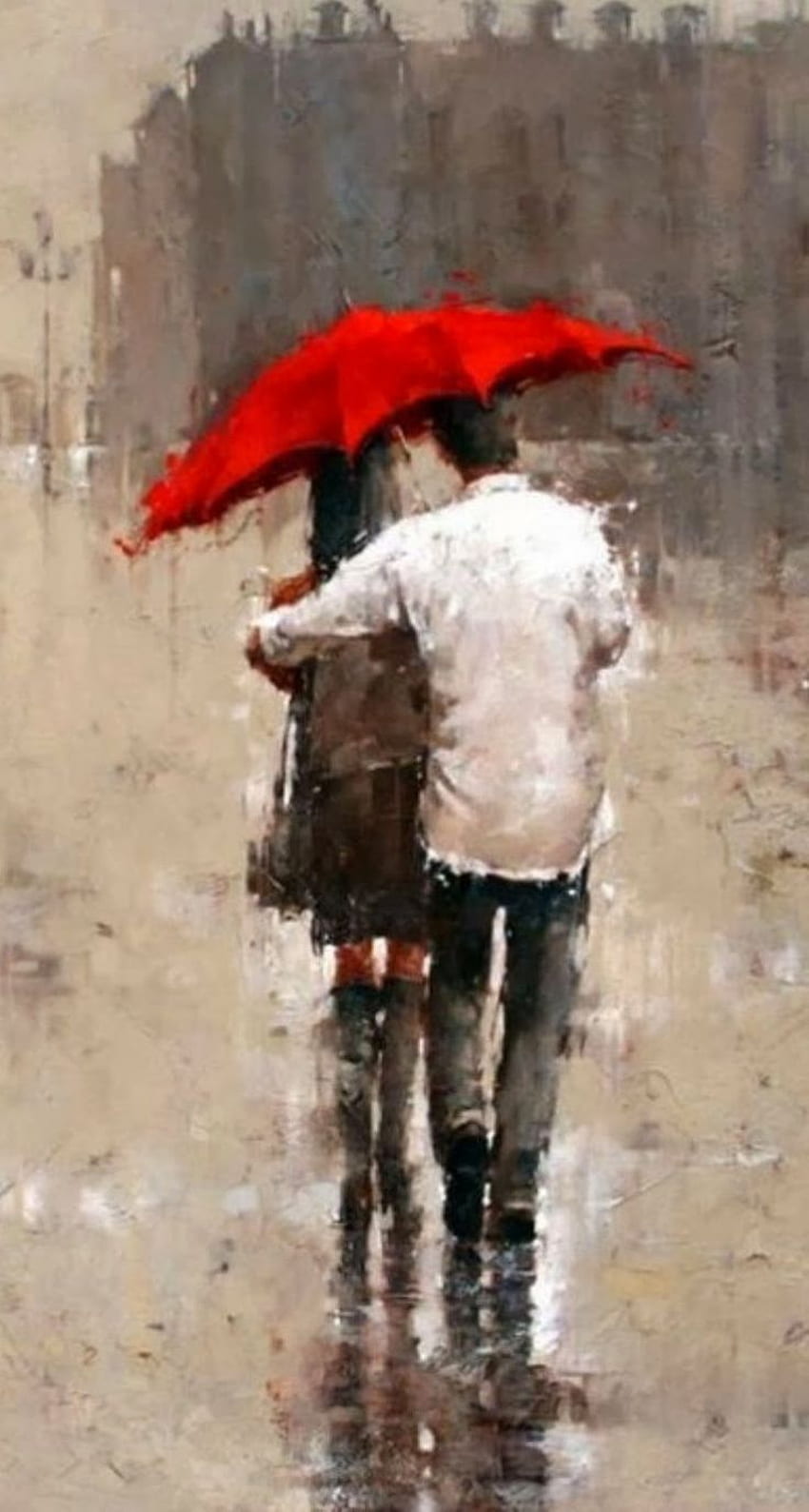 Belo par de dia dos namorados. para Casais. amor de iphone, pintura, arte de guarda-chuva, pintura de dia chuvoso Papel de parede de celular HD