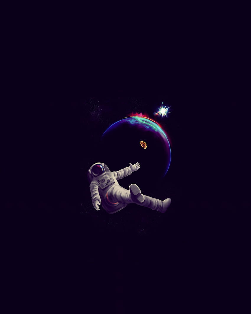 Planet, Astronaut, dunkel, minimal HD-Handy-Hintergrundbild