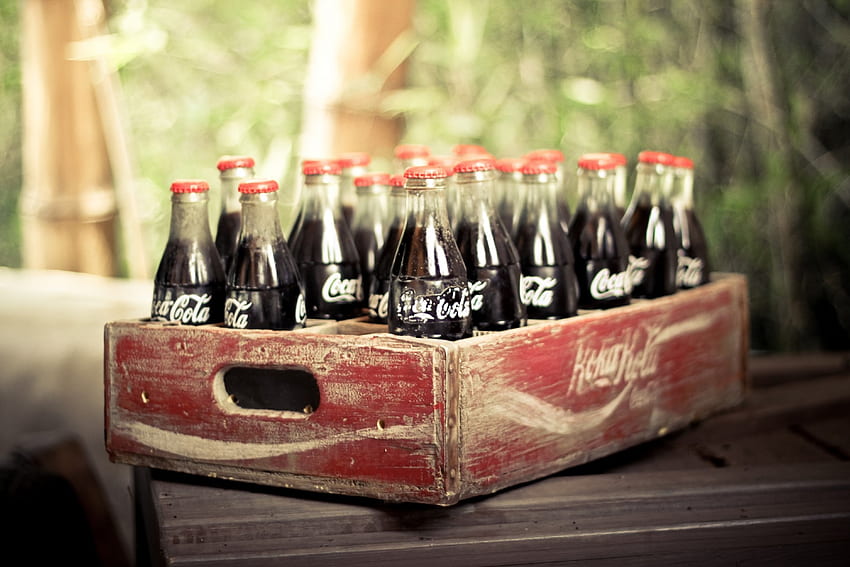 Coca cola, bottles, soft drink, cola, old style HD wallpaper