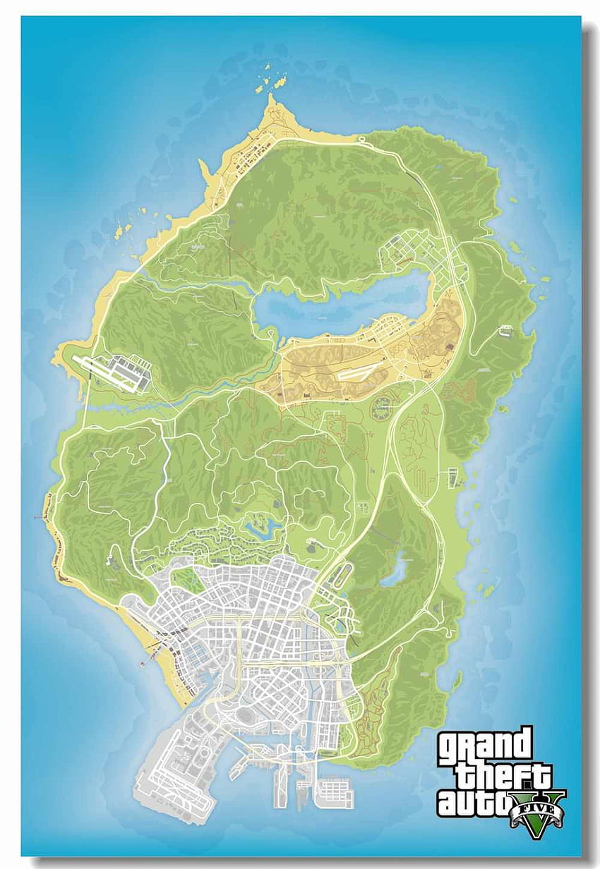 Affiche GTA San Andreas GTA San Andreas carte de jeu personnalisée, carte GTA V Fond d'écran de téléphone HD