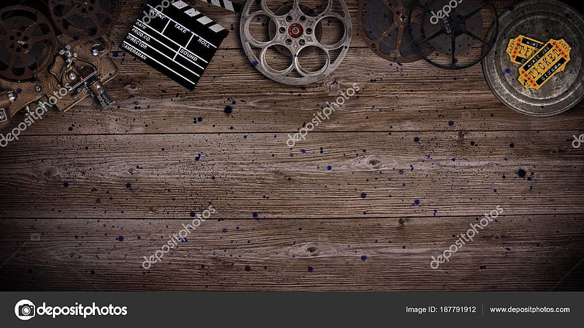 Cinema Concept Of Vintage Film Reels, Clapperboard - Vintage Film Background - - HD wallpaper