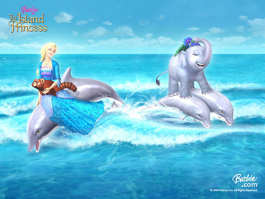Barbie, Blau, Meer, Waschbär, Elefant, Film, Delfine, Wasser, die Inselprinzessin HD-Hintergrundbild