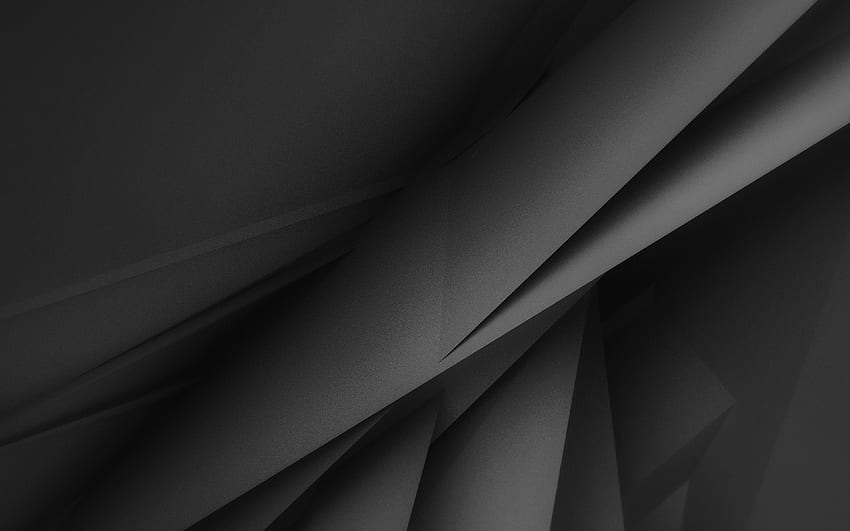 bentuk geometris hitam,, tekstur 3D, tekstur geometris, latar belakang hitam, latar belakang geometris 3D, latar belakang abstrak hitam Wallpaper HD