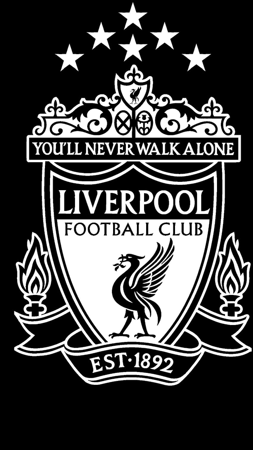 Liverpool, logo in bianco e nero, design del logo Sfondo del telefono HD