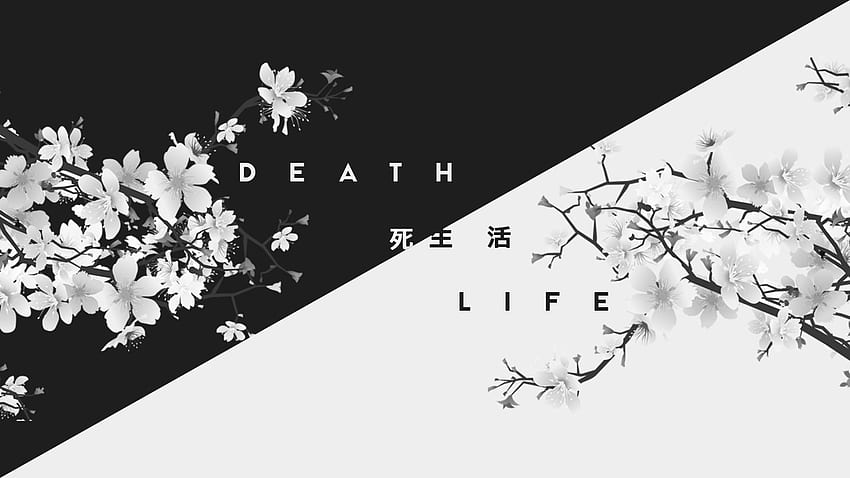 Общо тъмно бяло живот смърт канджи Япония. Китайски нов, японски смърт HD тапет