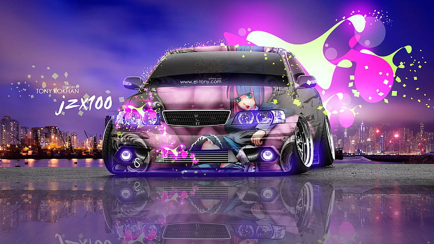 Toyota Chaser JZX100 JDM Anime Girl Aerogaphy Car 2016 โดย Tony, JDM Night วอลล์เปเปอร์ HD