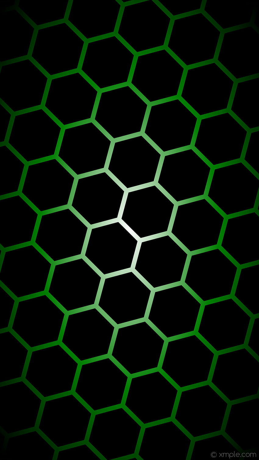 glow hexagon green gradient white black HD phone wallpaper