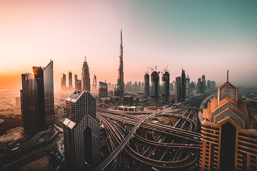 Dubai, ufuk çizgisi, şehir manzarası, gökdelenler, binalar, Burj Khalifa, şehir HD duvar kağıdı