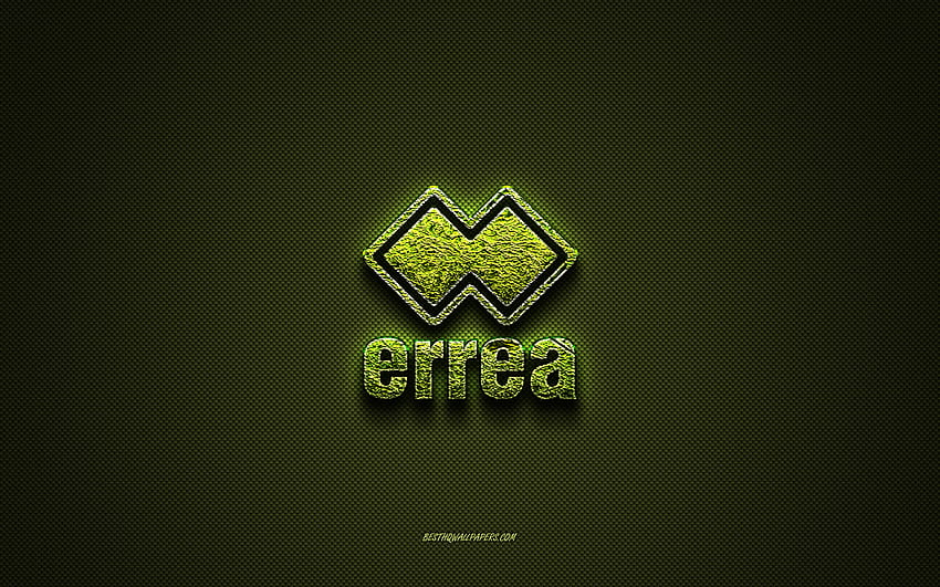 Errea logo, green creative logo, floral art logo, Errea emblem, green carbon fiber texture, Errea, creative art HD wallpaper