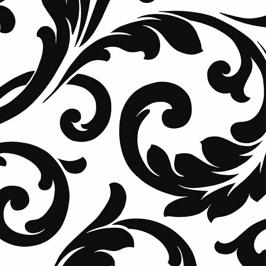House of Hampton Medders 33' L x 21 W Roll, Black and White Damask HD phone  wallpaper | Pxfuel
