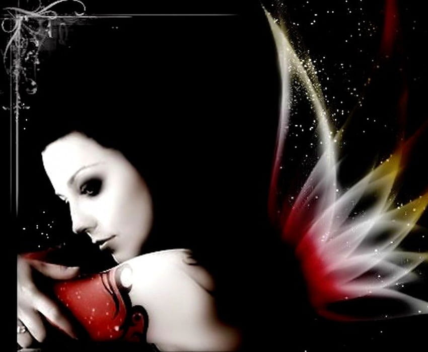 Dark knighyt fairy!!, fairy, dark, red HD wallpaper