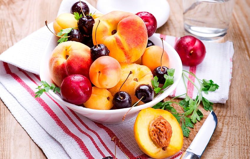 Sweet Cherry, Food, Peaches, Plum, Apricots HD wallpaper