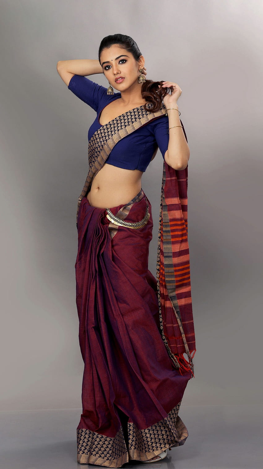 Malavika Sharma, Saree-Liebhaberin, Telugu-Schauspielerin, Nabelshow HD-Handy-Hintergrundbild